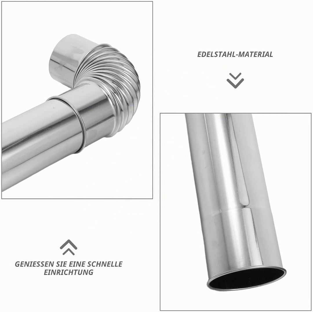 Zerodeko Edelstahl Schornstein Abgasrohr Satz 60mm Ø Verlängerung Kaminrohr mit 90° winkel für Zelto