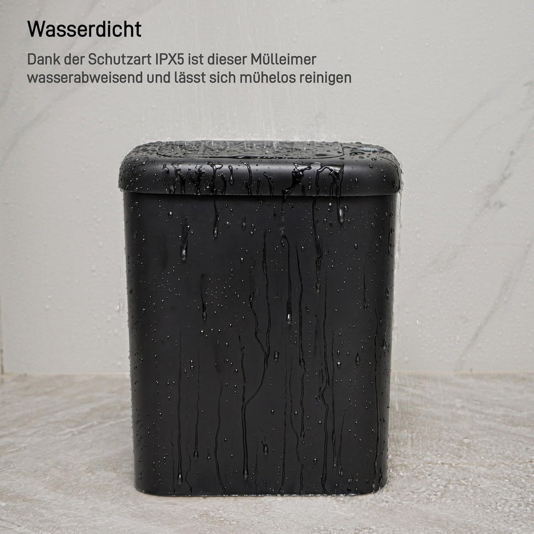 EKO Automatischer Badezimmer-Mülleimer mit Deckel, 10L Schlanker Sensor Abfalleimer, Wasserdichter B