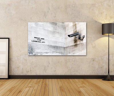 islandburner Bild auf Leinwand was Guckst Du Banksy An Bilder Wandbilder Poster Leinwand 100x57cm, L