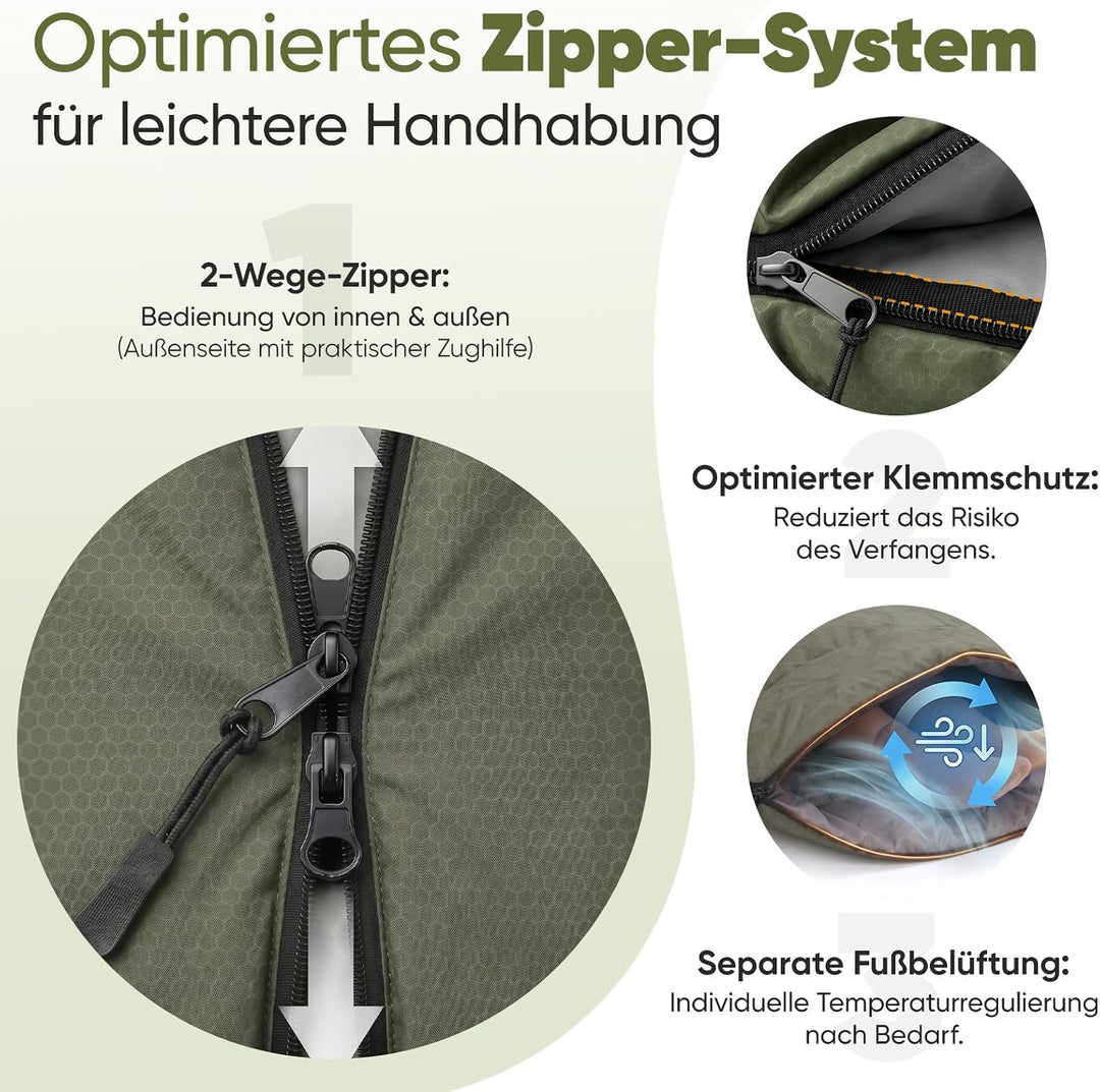 Sekey Schlafsack 220 x 80 cm - 1,35 kg 3-Jahreszeiten-Deckenschlafsack, 2-in-1 als Decke nutzbar, 10
