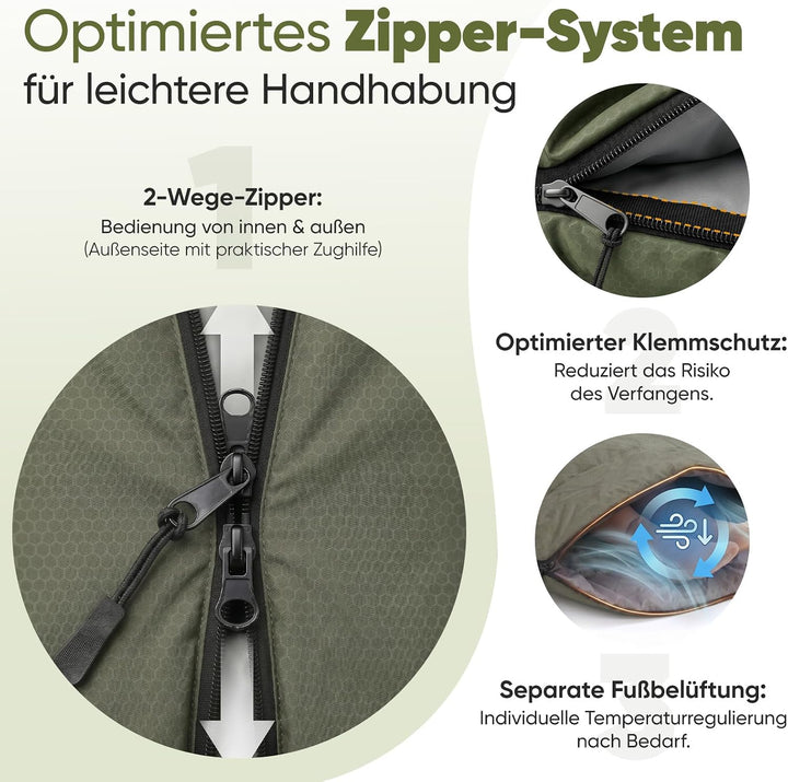 Sekey Schlafsack 220 x 80 cm - 1,35 kg 3-Jahreszeiten-Deckenschlafsack, 2-in-1 als Decke nutzbar, 10