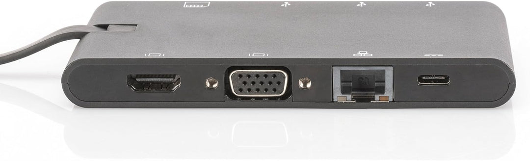 DIGITUS USB-C Travel Docking Station – 9 Ports – 1x HDMI, 1x VGA (4K@30Hz) – 2x USB 3.0 / USB 2.0, 2