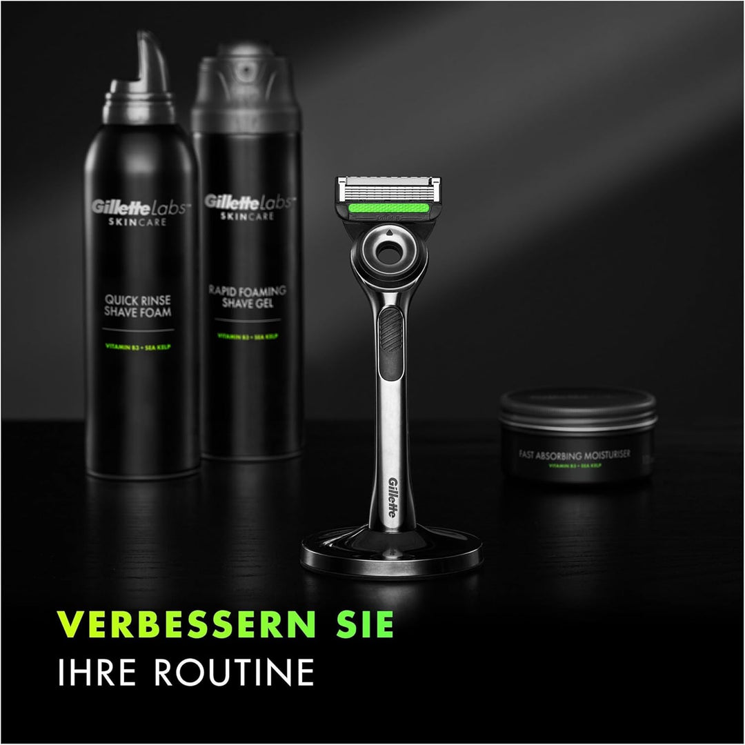 Gillette Labs Nassrasierer Herren, Rasierer mit Reinigungs-Element + 5 Ersatzklingen, Geschenk für M