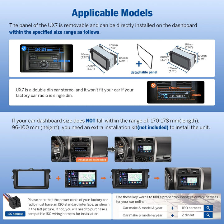Eonon 7 Zoll Android 14 Doppel-Din-Autoradio 4+64GB GPS Navigationssystem CarPlay Android Auto Scree