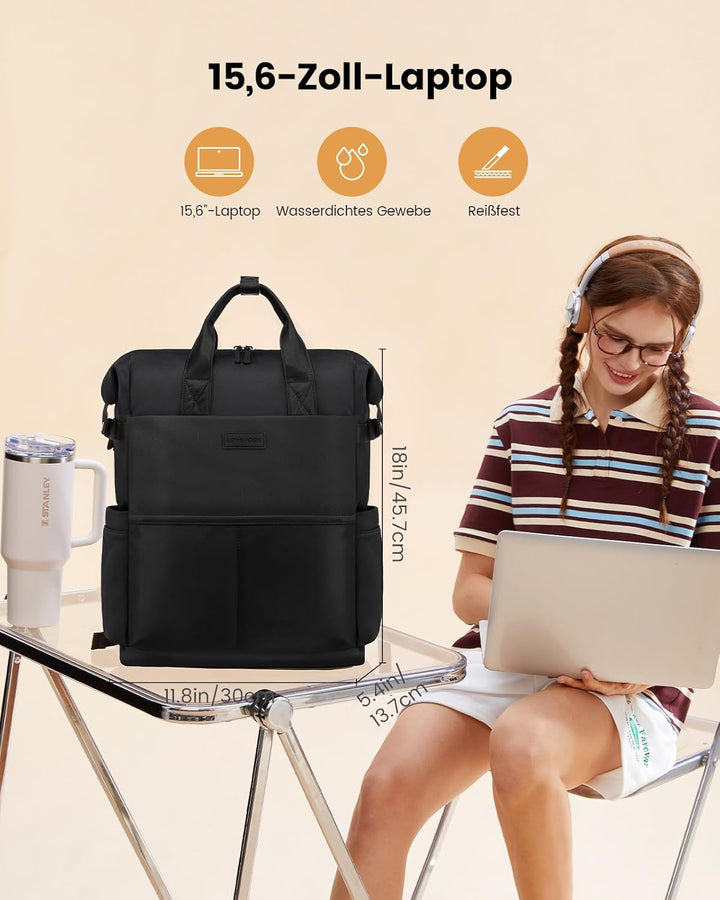 LOVEVOOK Rucksack Damen Laptop Rucksäcke mit Laptopfach 15.6 Zoll Schulrucksack Schultasche Backpack