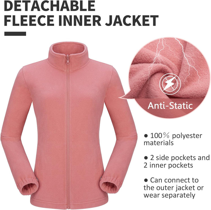 Ambayz Damen 3-in-1-Skijacke 2 Stück Set mit Fleece gefüttert Outdoor-Wanderjacke wasserdicht winddi