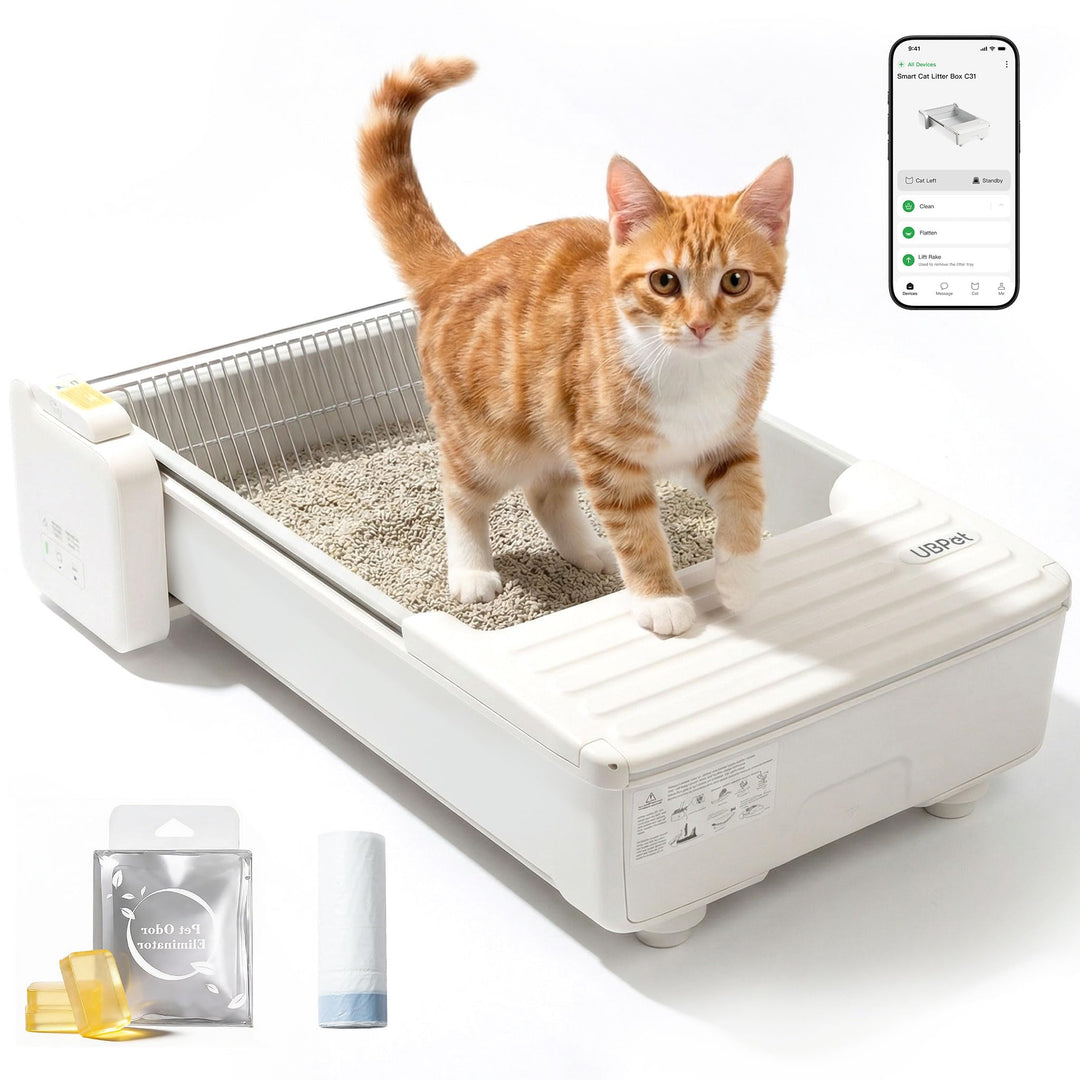 UBPET C31 Katzenklo Selbstreinigend,Offene Selbstreinigende Katzentoilette mit APP-Steuerung,Desodor