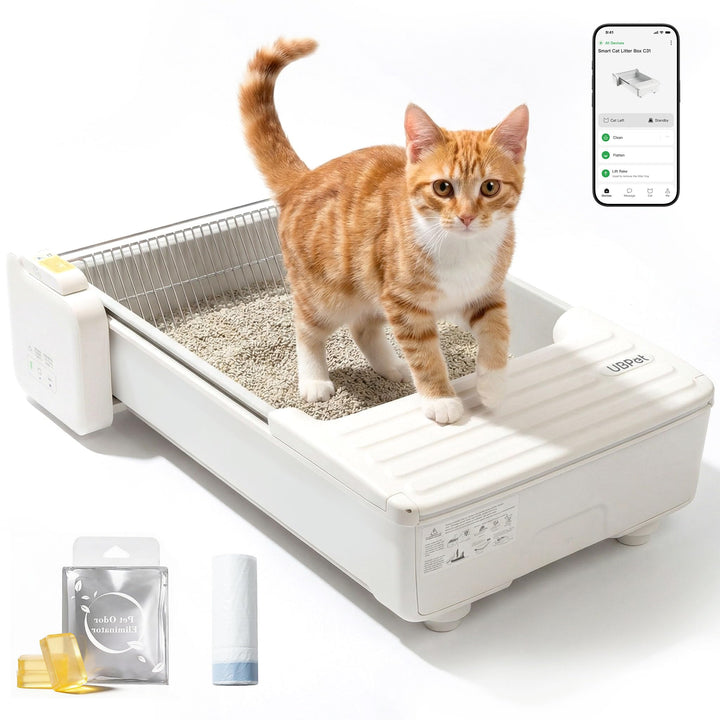 UBPET C31 Katzenklo Selbstreinigend,Offene Selbstreinigende Katzentoilette mit APP-Steuerung,Desodor