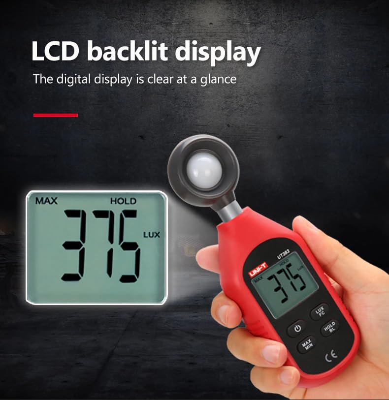 UNI-T Uni-trend UT383BT : Mini Light Meters with Certificates: CE, UKCA 200,000 LUX Digital Luxmeter
