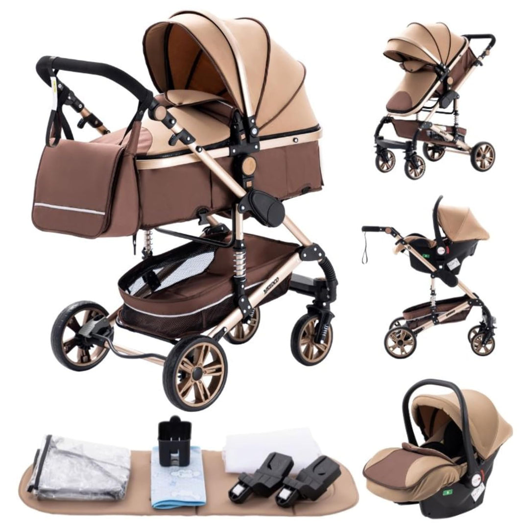 GLOKID Kinderwagen 3 in 1,Reisesysteme, Buggy mit Umkehrbarem Zwei-Wege-Schub,Babywanne Buggy&Sports