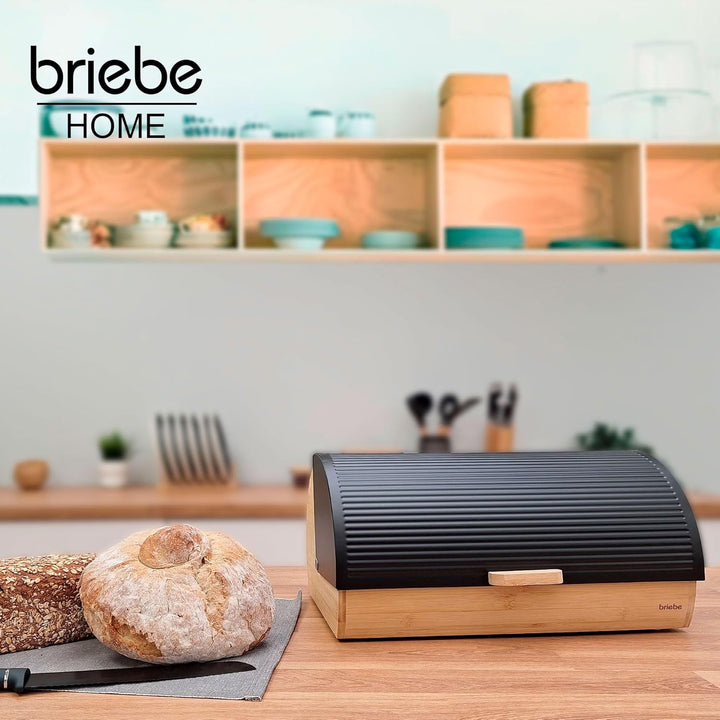 briebe Nordic Brotkasten für Brotaufbewahrung aus Bambusholz, Langanhaltende Frische des Brotes, Sch