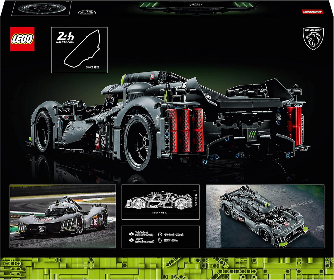 Lego 42156 Technic Peugeot 9X8 24H Le Mans Hybrid Hypercar, legendärer Rennwagen, Modellauto-Bausatz
