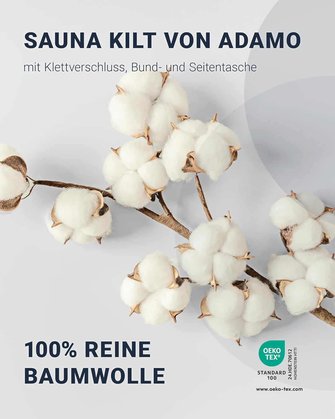 ADAMO XXL-Sauna Kilt dunkelblau für Herren in Übergrössen mit Klettverschluss 65 x 210 cm Weinrot, 6