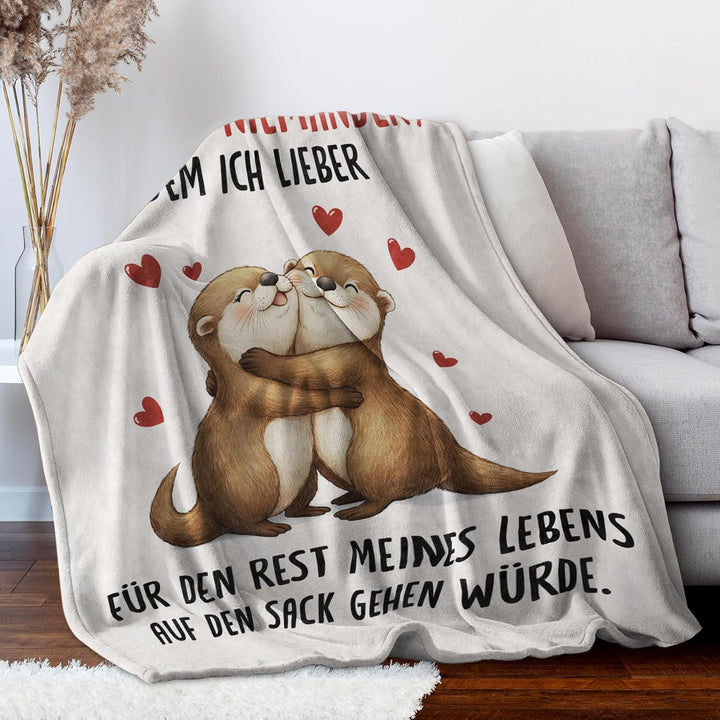 Jahrestag Geschenk für Ihn Sie, Ich Liebe Dich Geschenke für Frauen Männer, Süsse Otter Kuscheldecke