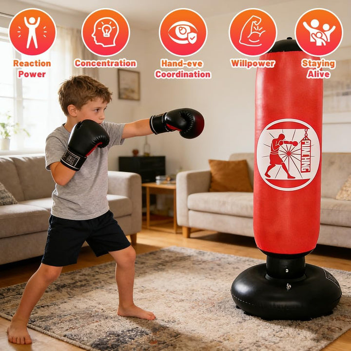 Boxsack für Kinder, 160cm Aufblasbarer Standboxsack Geschenk für Jungen und Mädchen