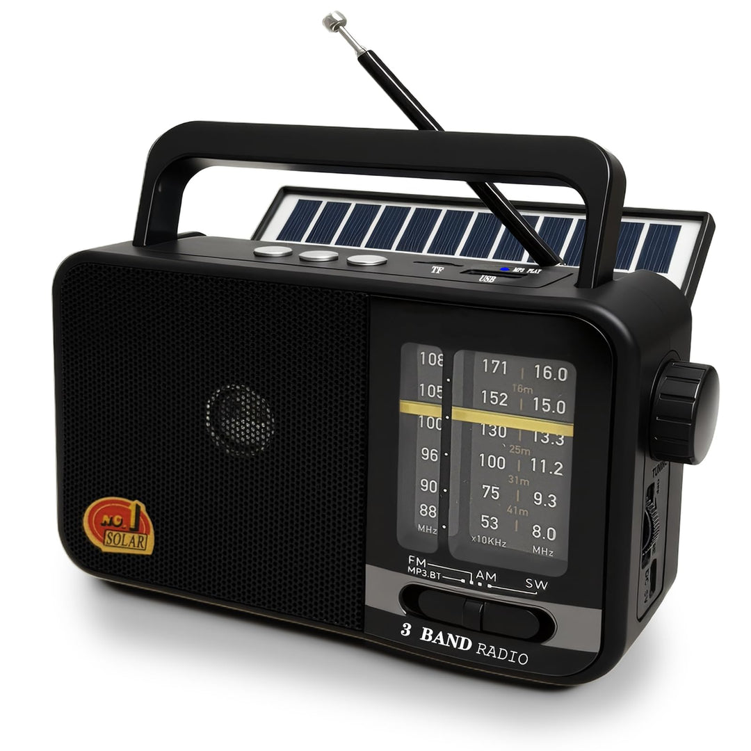 Bluetooth Radio Klein mit Solarzelle und 1200mAh-Batterie, AM/FM/SW Empfänger mit 8W Lautsprecher/TW