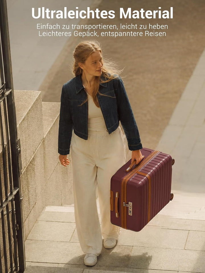 KONO Handgepäck Koffer Trolley Koffer Reisekoffer leicht aus ABS+PC mit 4 Rollen Hartschalenkoffer T