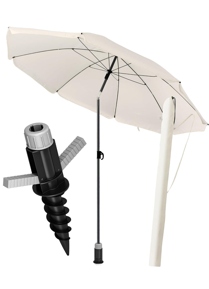 4smile Sunnyjoy Sonnenschirm Strand 3-IN-1 Set - Strandschirm windfest stabil, UPF 50+ Sonnenschirm