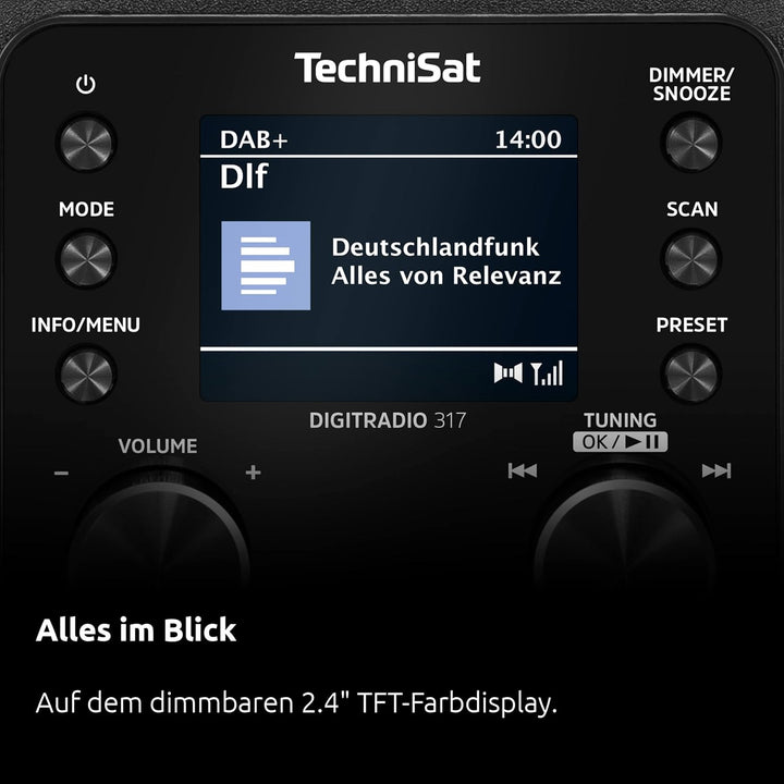 TechniSat DIGITRADIO 317 - Vertikales DAB+ UKW Radio mit Bluetooth Audiostreaming, Radiowecker, Slee