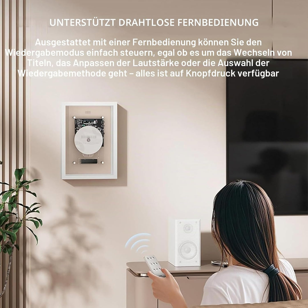 Musikrahmen-CD-Player, Wandmontage, Musik-Dekorativer Bilderrahmen, mit Fernbedienung/5.0 Bluetooth/