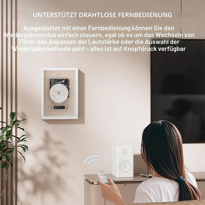 Musikrahmen-CD-Player, Wandmontage, Musik-Dekorativer Bilderrahmen, mit Fernbedienung/5.0 Bluetooth/