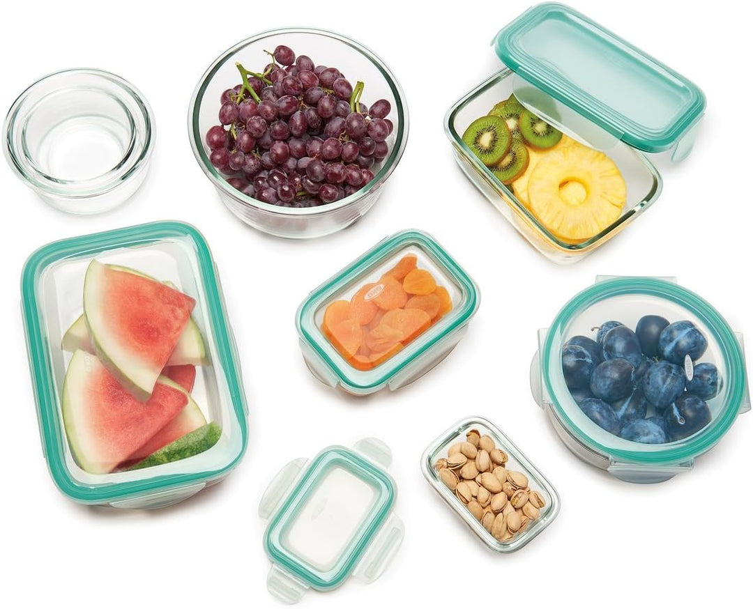 OXO Good Grips 30 auslaufsichere Behälter aus Glas und Kunststoff Frischhaltedosen-Set, Glas, durchs