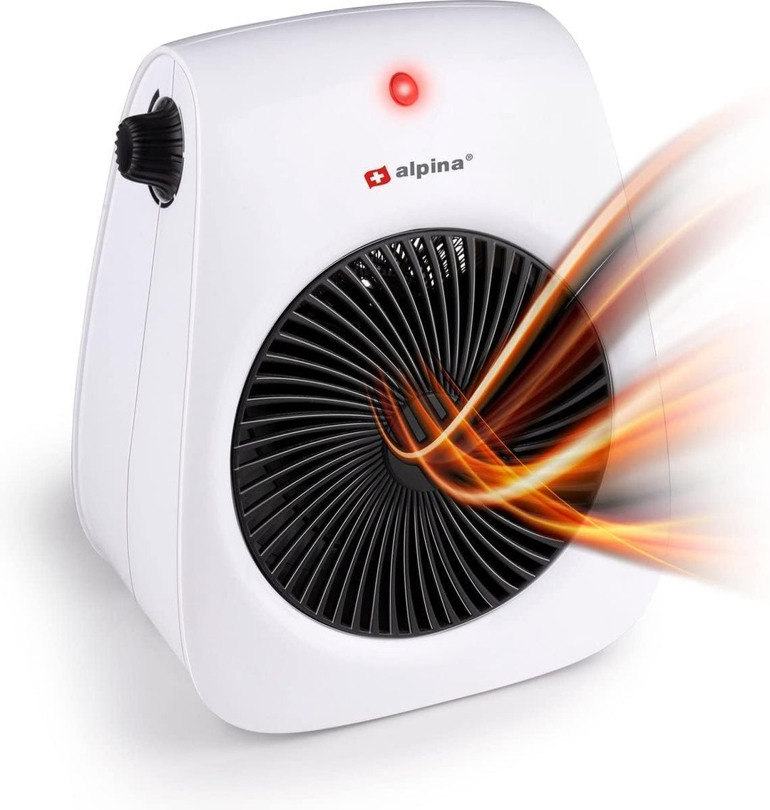 alpina Heizlüfter Elektroheizung - max 2000W - Heizung und Kühlung - bis zu 20m2, Weiss & Schwarz He