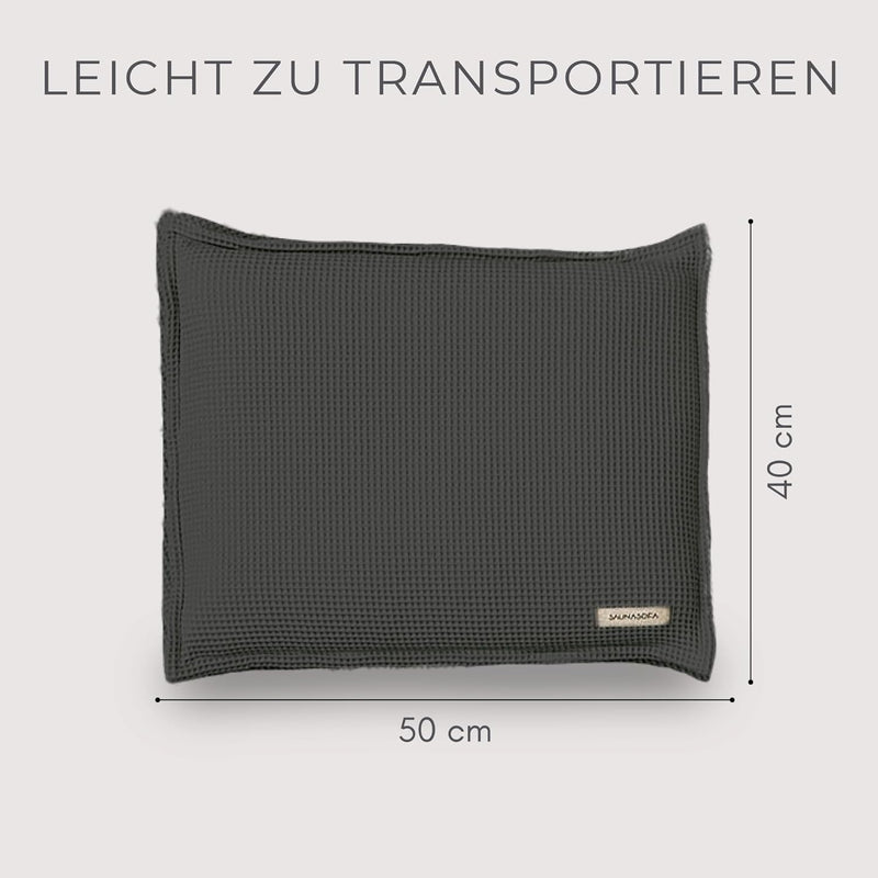SAUNASOFA® Sauna-Kissen hitzebeständig & waschbar | Made in EU aus Bio-Baumwolle | Sauna-Zubehör für