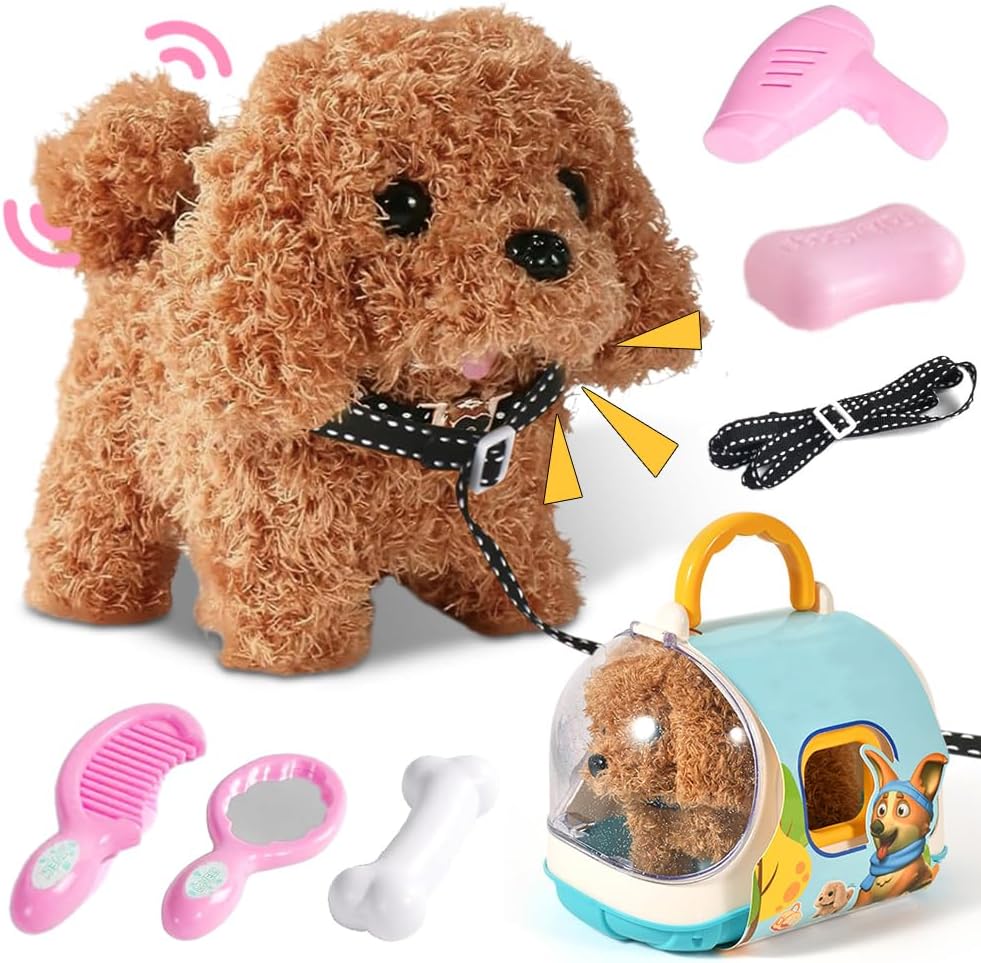 Plüsch Hund Spielzeug Kinder Elektronische Haustiere Hund der Läuft und Bellt mit Leine Interaktives