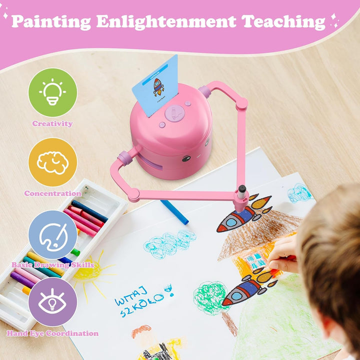 Zeichenroboter für Kinder Drawing Robot mit 100 Karten Roboter 12 Buntstifte Spielzeug Vorlagen und