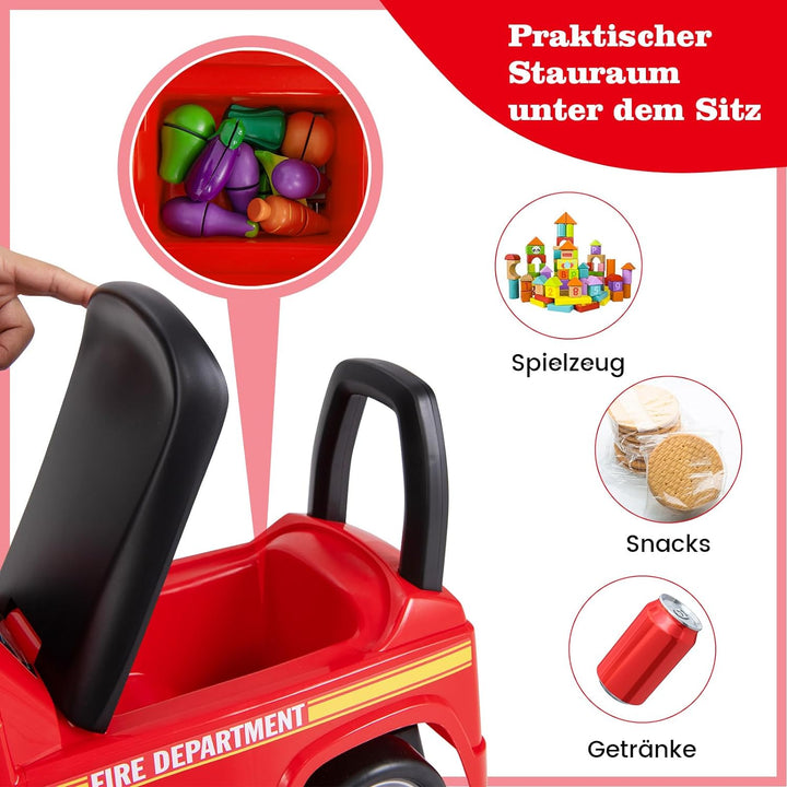 DREAMADE Feuerwehrauto zum Fahren, Mercedes-Benz Kinder Rutschauto mit Scheinwerfern, Hupe & Musik,