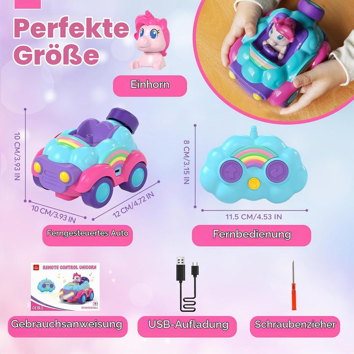Lehoo Castle Ferngesteuertes Auto Mädchen, Einhorn Spielzeug mit Lichtern und Musik, Spielzeug ab 3