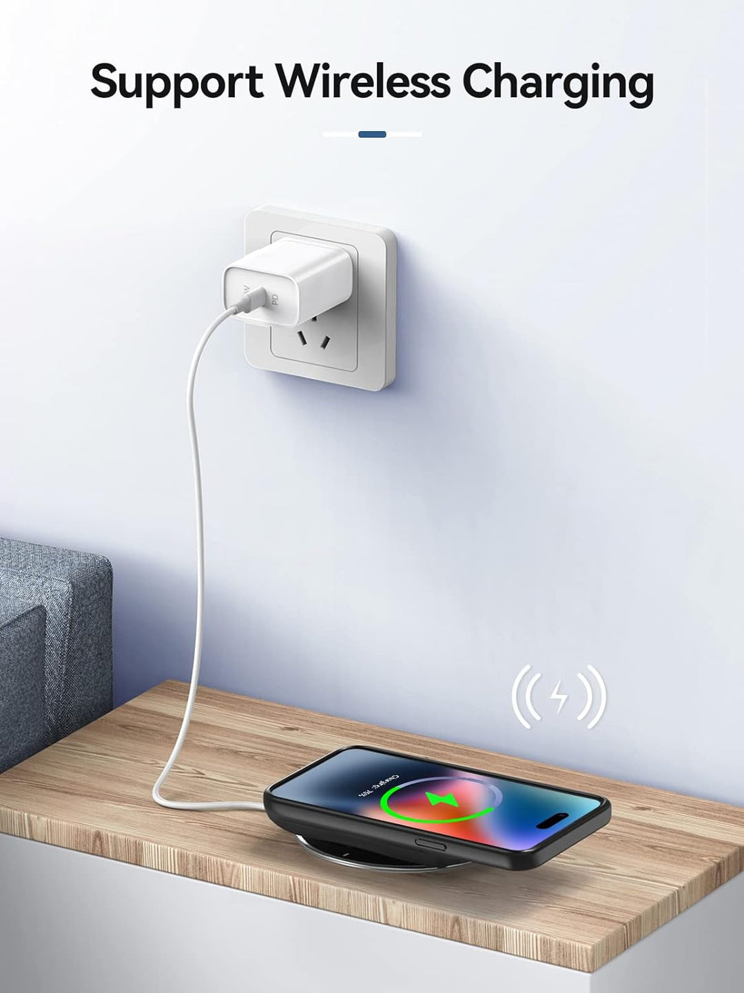 NEWDERY Akkuhülle für iPhone 14 Pro Max/14 Plus 10000mAh Batteriefach Qi Wireless Charging Case, Syn