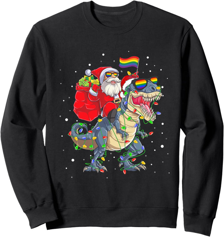 Happy Holigay Shirt Santa Riding Dinosaurier T Rex Weihnachten Sweatshirt