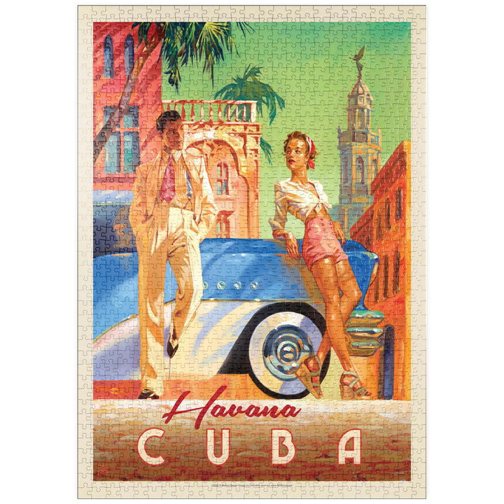 Kuba: Havanna-Schatten, Vintage Poster - Premium 1000 Teile Puzzle - MyPuzzle Sonderkollektion von A