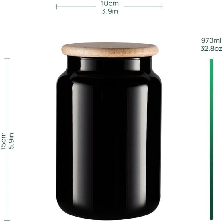 TREND FOR HOME Vorratsgläser 900 ml Set von 3 Vorratsdosen Schwarz Glas Glasbehälter mit Deckel aus