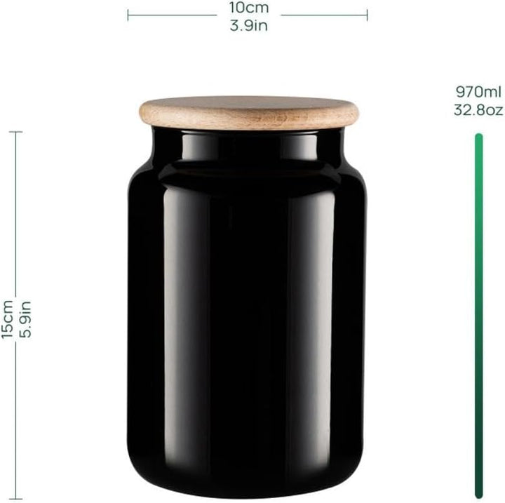 TREND FOR HOME Vorratsgläser 900 ml Set von 3 Vorratsdosen Schwarz Glas Glasbehälter mit Deckel aus