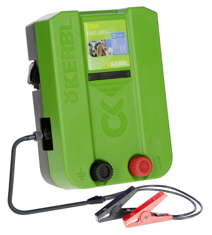Kerbl Weidezaungerät Titan Duo 3000 (für kurze Zaunanlagen, 12 / 230 Volt DUO Gerät mit hoher Ausgan