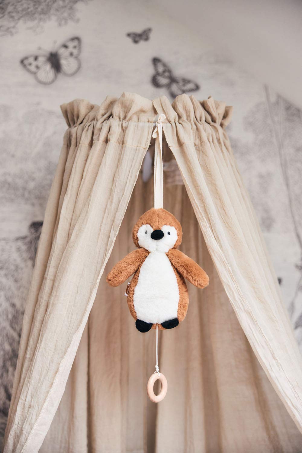 Jollein Betthimmel Vintage Nougat - Höhe 155 cm - Baldachin Kinderzimmer Babybett - Beige Weiss, Ros