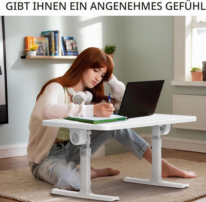 Soontrans Laptoptisch 60 x 40 cm, Laptop Tisch mit Schublade, Höhenverstellbar, Winkelverstellbar, K