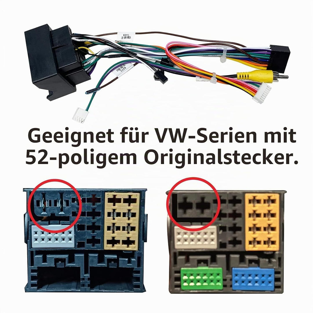52 Pin Autoradio Kabelbaum Kompatibel mit VW (2015+ Modelle) – Für Golf, Jetta, Passat, CC, EOS, Tig