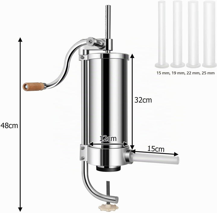 GIANTEX Wurstfüller 1,5L/3L/3,6L/6L, Manuelle Wurstmaschine Wurstfüllmaschine, Wurstspritze aus Edel