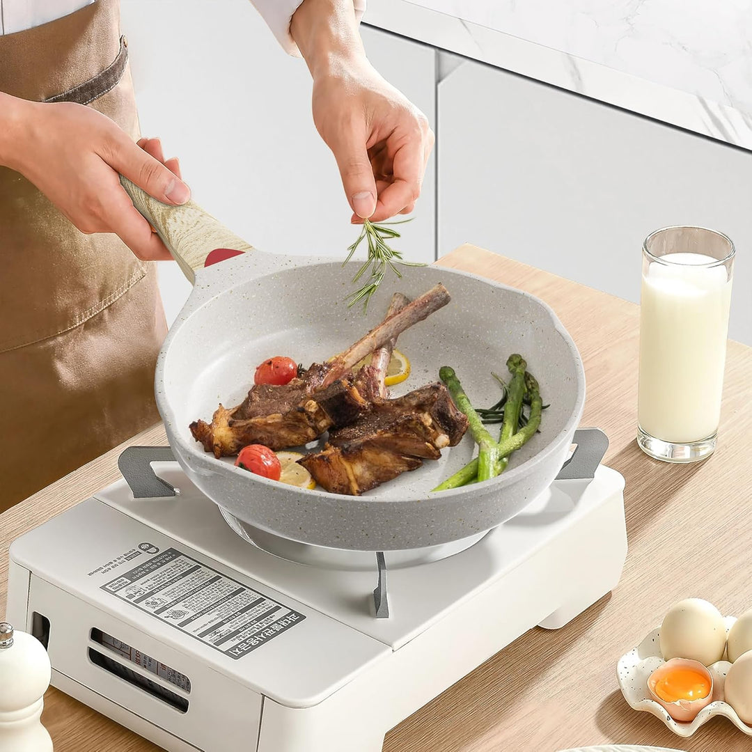 RIOVARM Induktion Bratpfannen Set Antihaft Pfannenset 20 cm 24 cm 28 cm Granit Omelett Pfanne ohne P