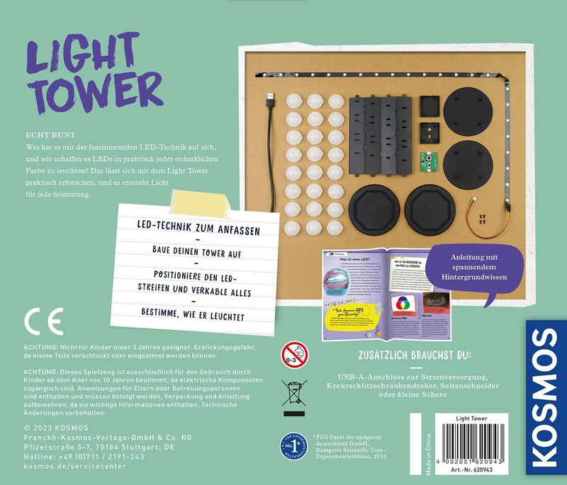 Kosmos 620943 Light Tower Experimentierkasten für Kinder ab 10 Jahren, Experimentierkasten Technik u
