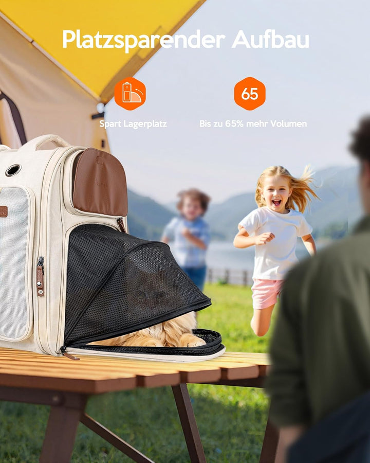Sensej x Pawmee Katzenrucksack mit Staufach für Katzentoilette – Tragbar & Platzsparend, Ausziehbare