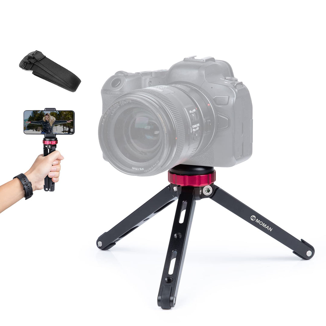 Moman Mini Tripod TR01 Small Stativ Tischstativ Klein Kamerastativ CNC Aluminium 1/4 3/8 Schraubbefe