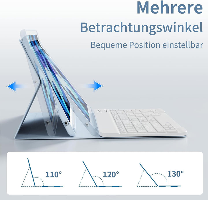 Tastatur Hülle für iPad 9. 8. 7. Generation 2021/2020/2019 10,2 Zoll mit Stifthalter, Magnetisch Blu