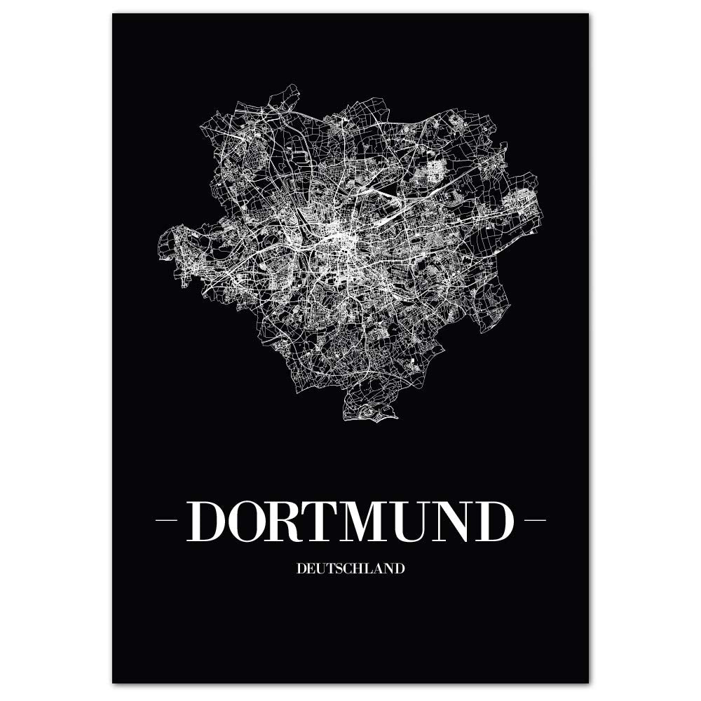 JUNIWORDS Stadtposter, Dortmund, Wähle eine Grösse, 60 x 90 cm, Poster, Schrift A, Schwarz 60 x 90 c