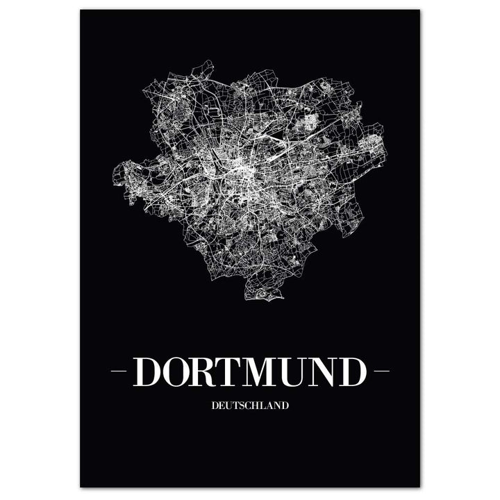 JUNIWORDS Stadtposter, Dortmund, Wähle eine Grösse, 60 x 90 cm, Poster, Schrift A, Schwarz 60 x 90 c