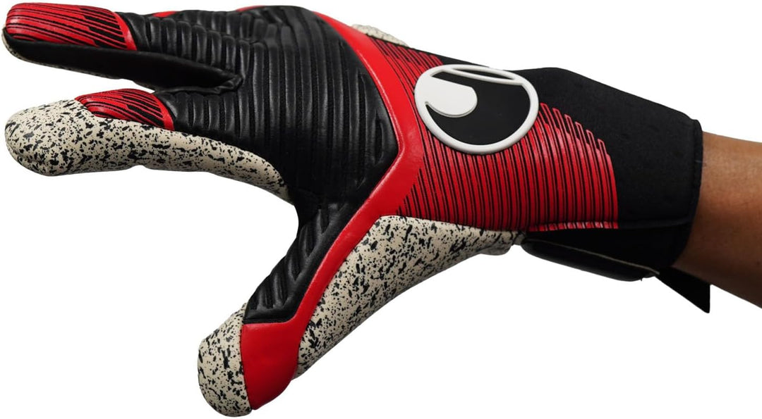 uhlsport Unisex Jugend Powerline Supergrip+ Hn Fussball Torwarthandschuhe 10 schwarz/rot/weiss, 10 s